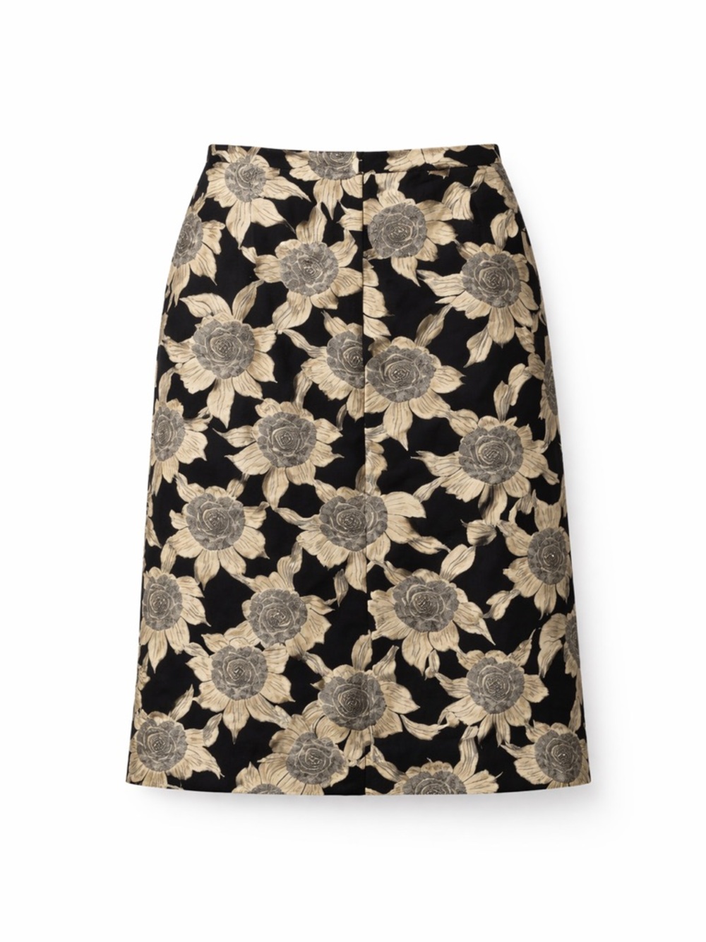 Ann Taylor Floral A-Line Skirt Size 12 Black Cream Fully Lined Career Classic - Picture 1 of 14